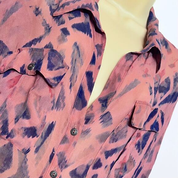 Gypsy 05 Silk Tie Dye Sheer Blouse Womens Medium Shirt Boho Drop Shoulder Top - Picture 3 of 9